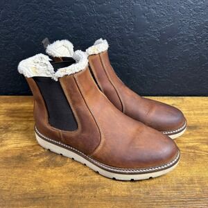 Alpine Design Women's Brown Leather Fur Lined Chelsea Boots Size 8.5